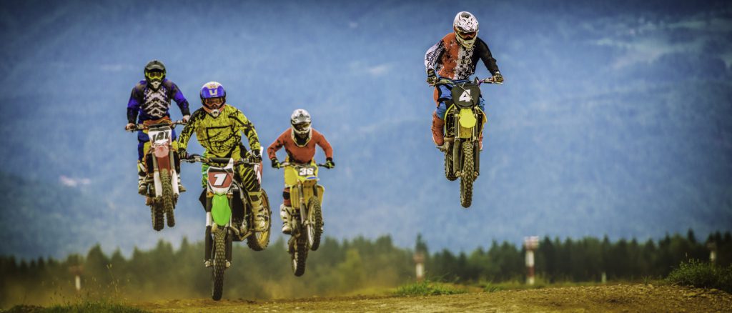 Motocross bikers in the air